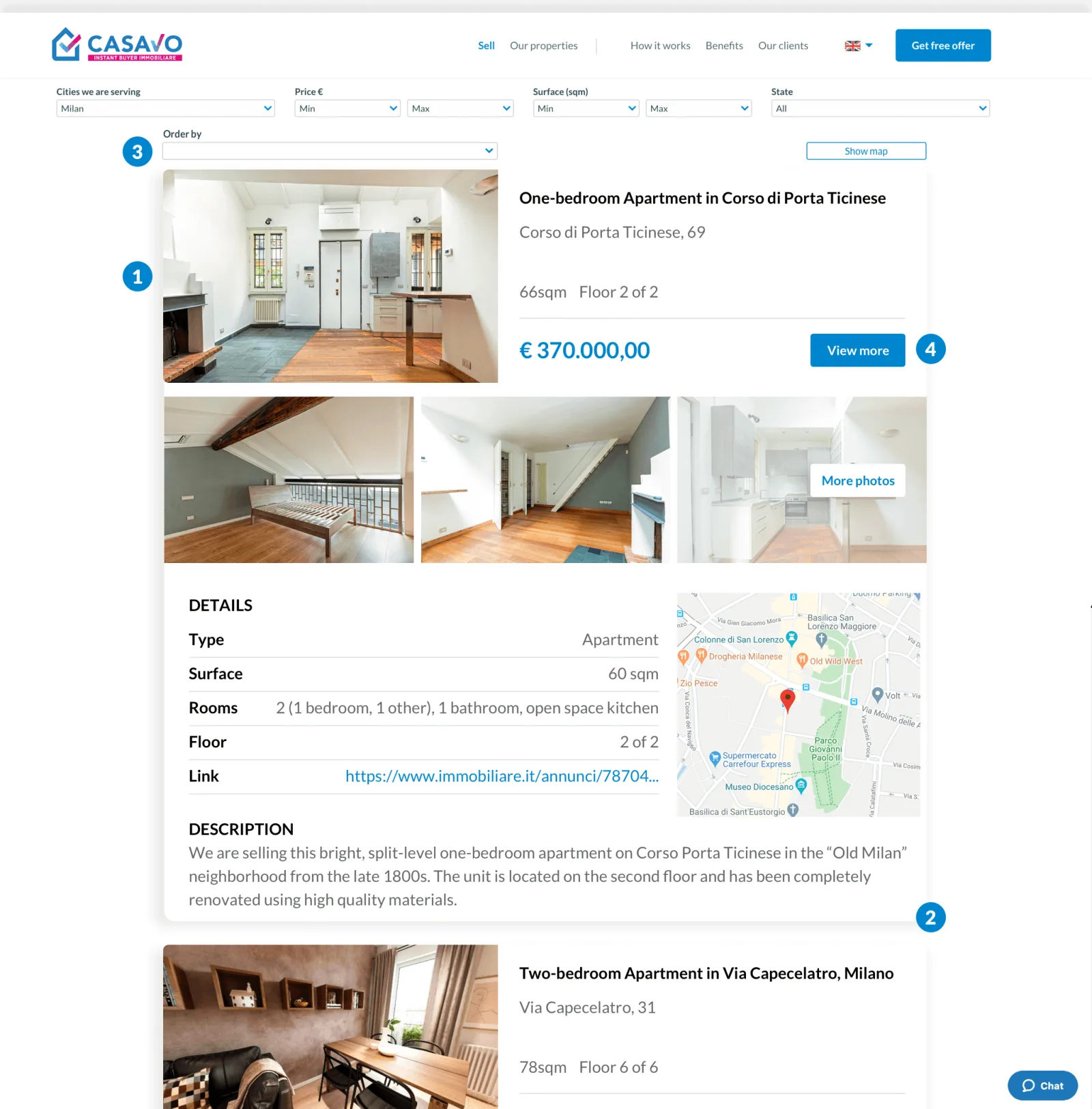 Interface: preview inside the list, filters and scroll position preserved.