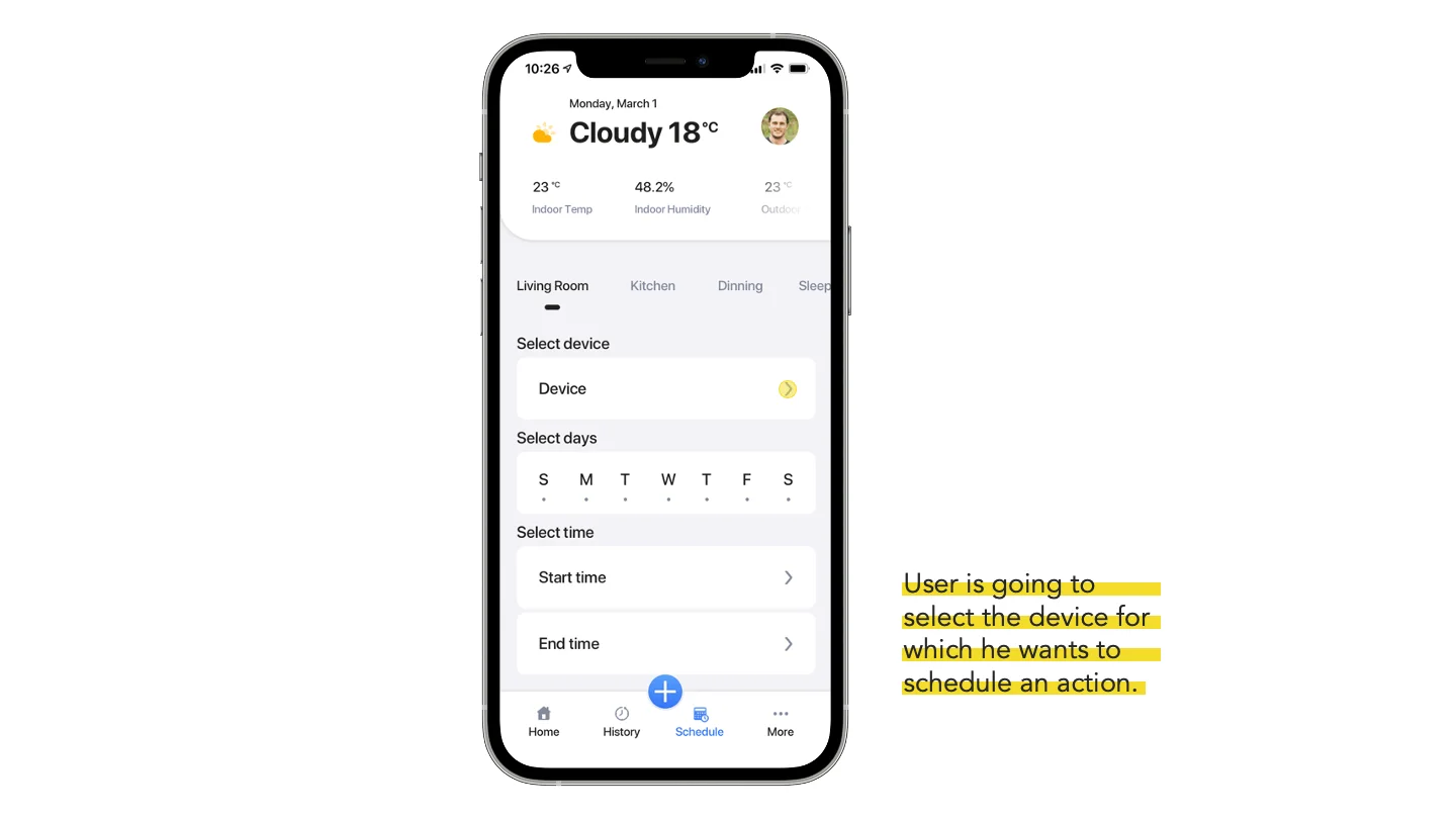 Smart home panel: schedule tab
