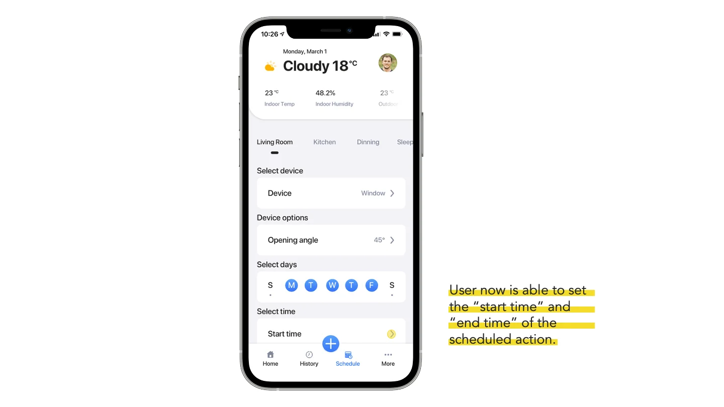 Smart home panel: time selection