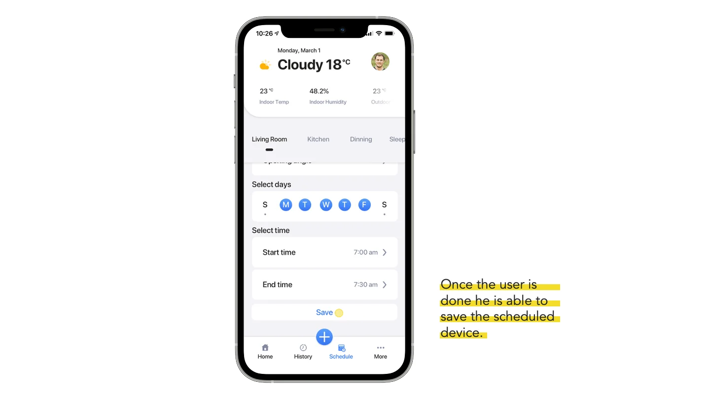 Smart home panel: opening angle and duration