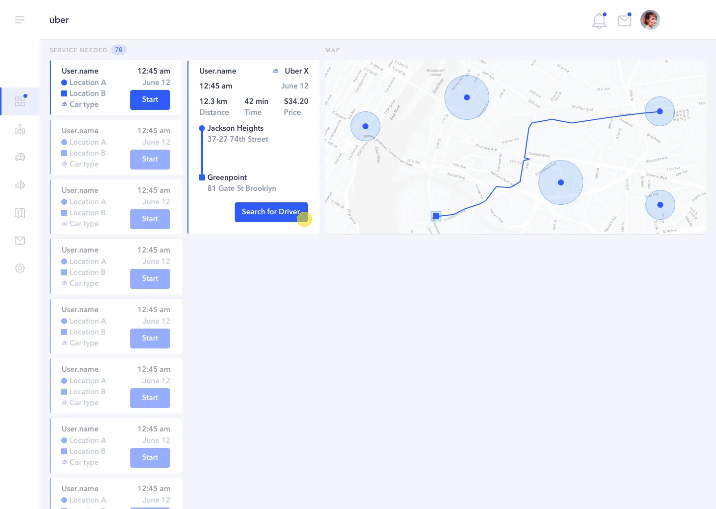 Dispatch console: driver search state
