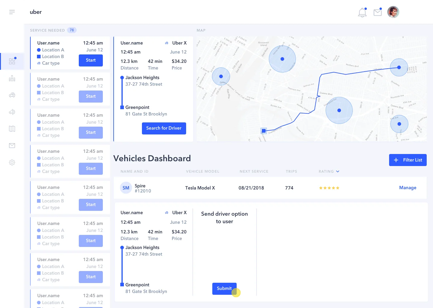Dispatch console: driver selection